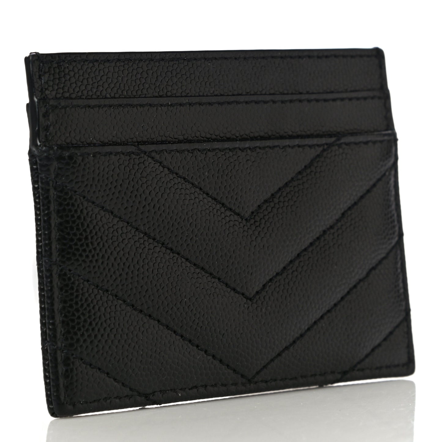 Grain De Poudre Matelasse Chevron Monogram Credit Card Case Black