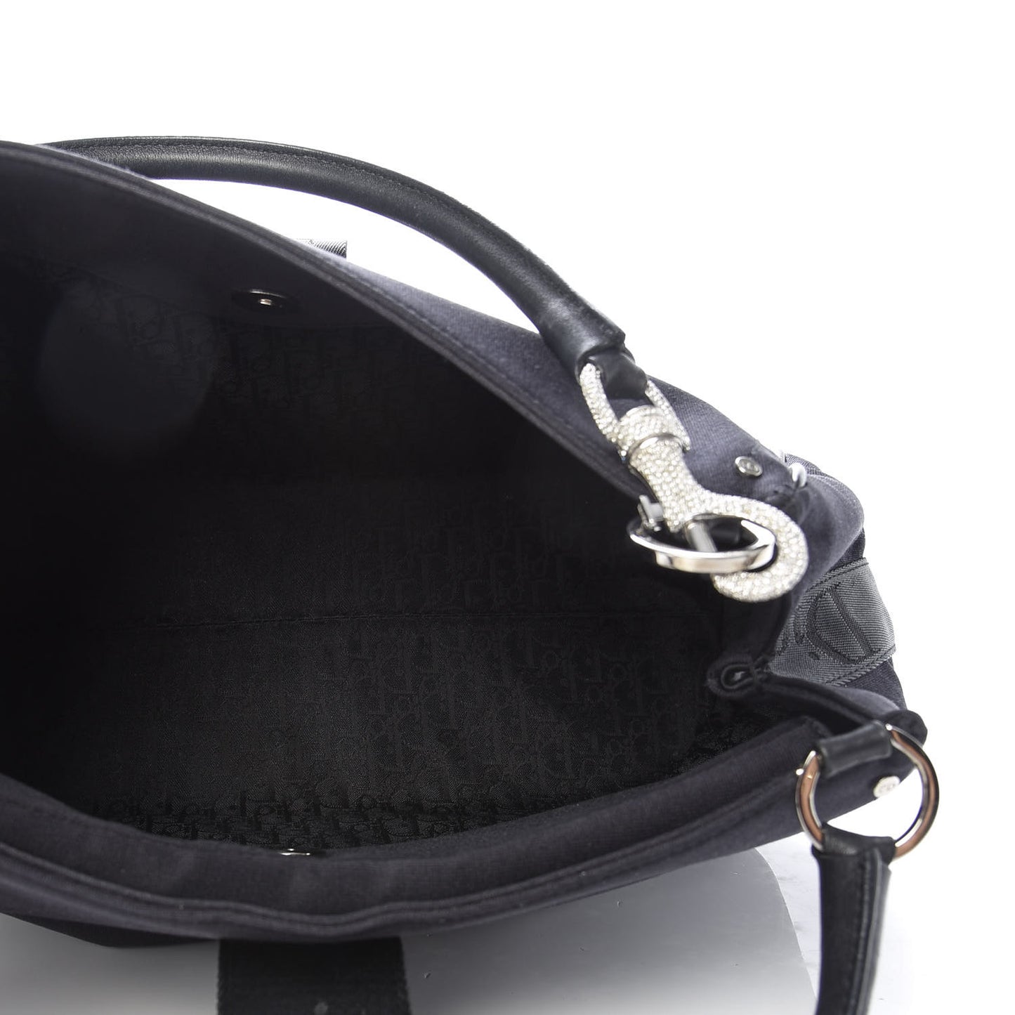 Satin Crystal Hardcore Shoulder Bag Navy Black