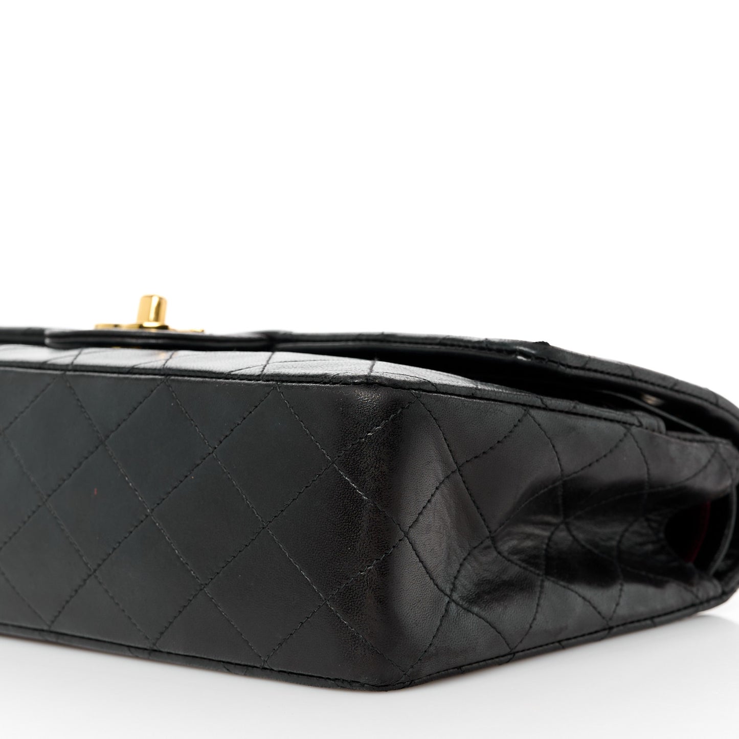 Lambskin Quilted Medium Double Flap Black