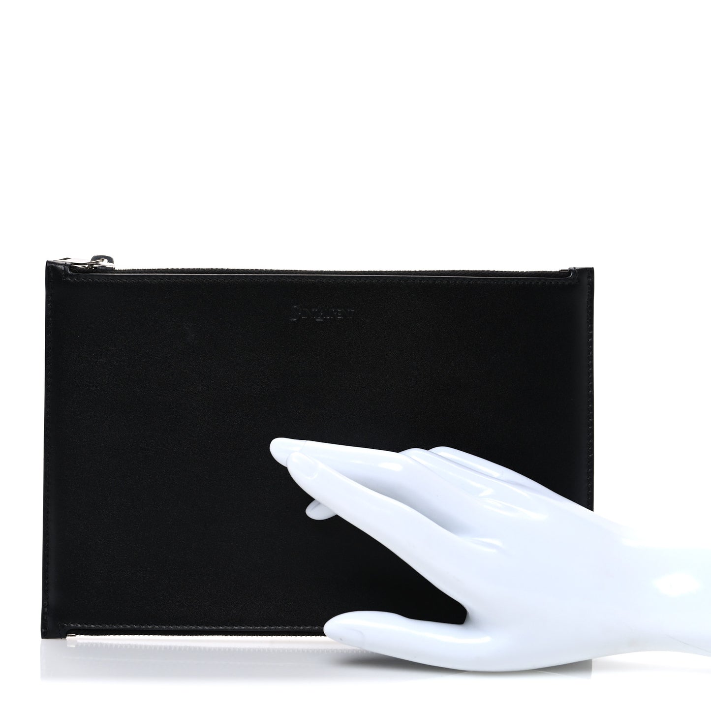 Calfskin Zipped Travel Document Holder Black