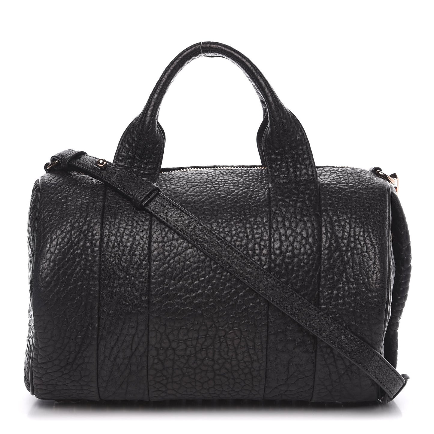 Pebbled Lambskin Rocco Black Rose Gold Hardware