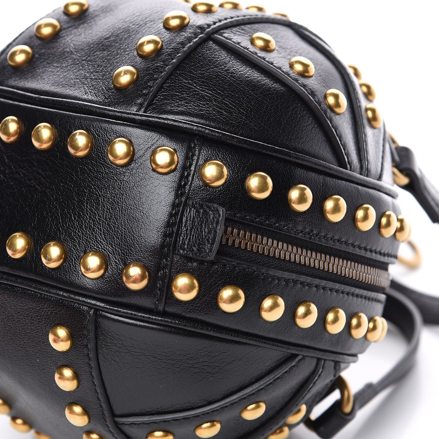 Calfskin Studded Mini Tifosa Baseball Shaped Shoulder Bag Black