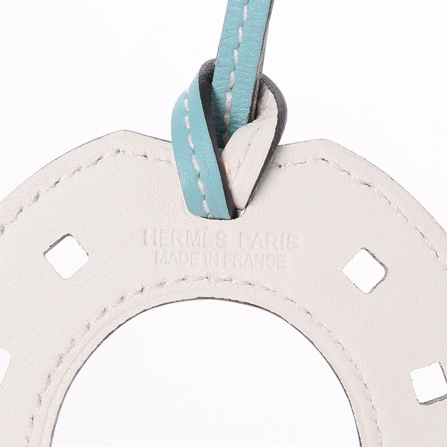 Hermes Swift Paddock Horseshoe Bag Charm Bleu Atoll White 3 of 3