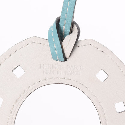 Hermes Swift Paddock Horseshoe Bag Charm Bleu Atoll White 3 of 3