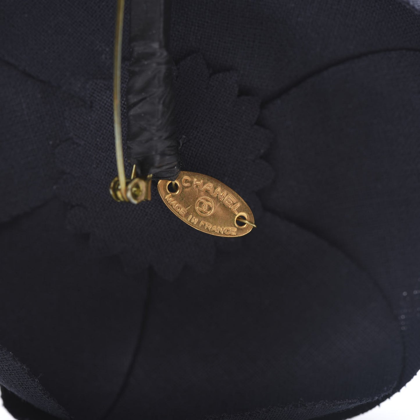 Silk Taffeta Camellia Brooch Pin Navy