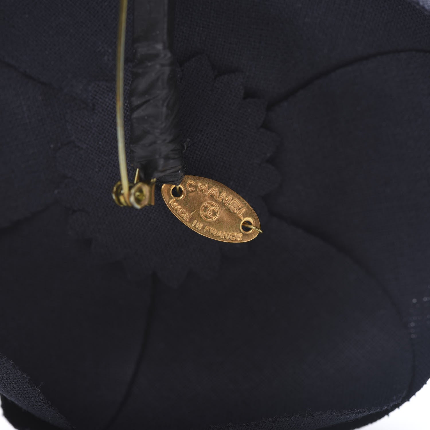 Chanel Silk Taffeta Camellia Brooch Pin Navy 4 of 5