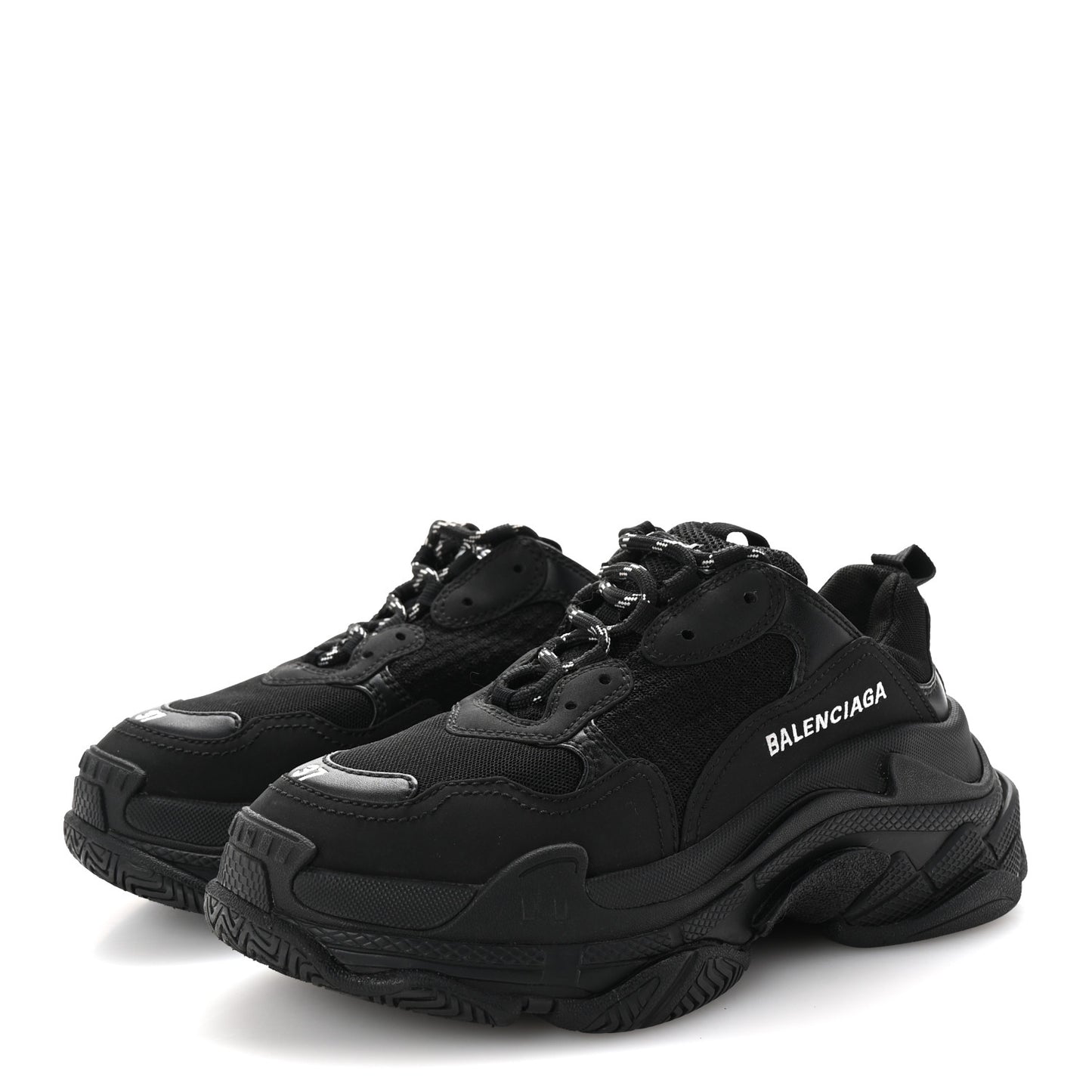 Fabric Mesh Womens Triple S Sneakers 37 Black