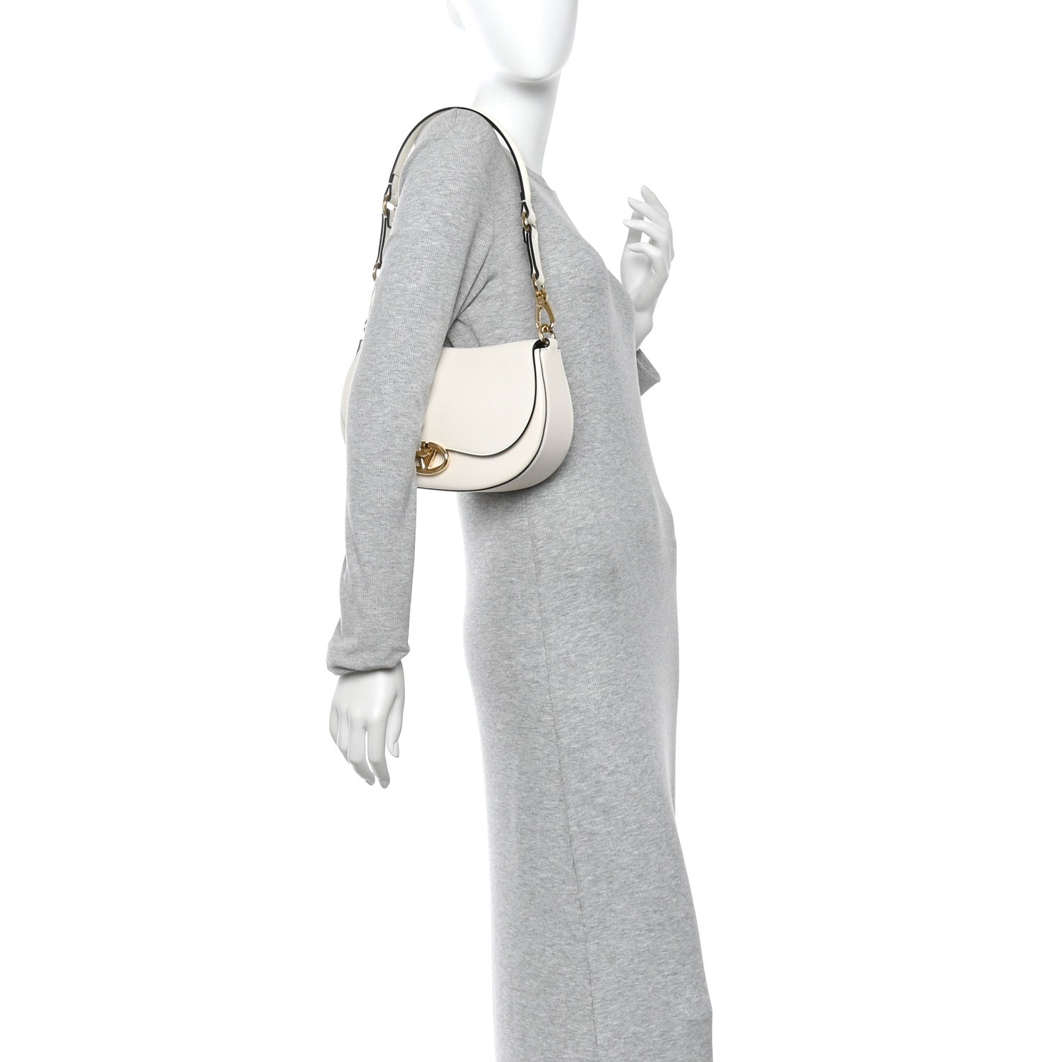 Valentino Garavani Calfskin Ohval Foldover Shoulder Bag White 2 of 9