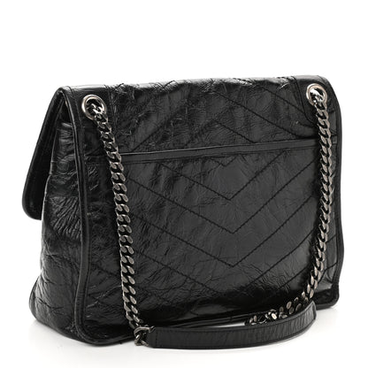 Saint Laurent Crinkled Calfskin Matelasse Monogram Medium Niki Chain Satchel Black 3 of 11
