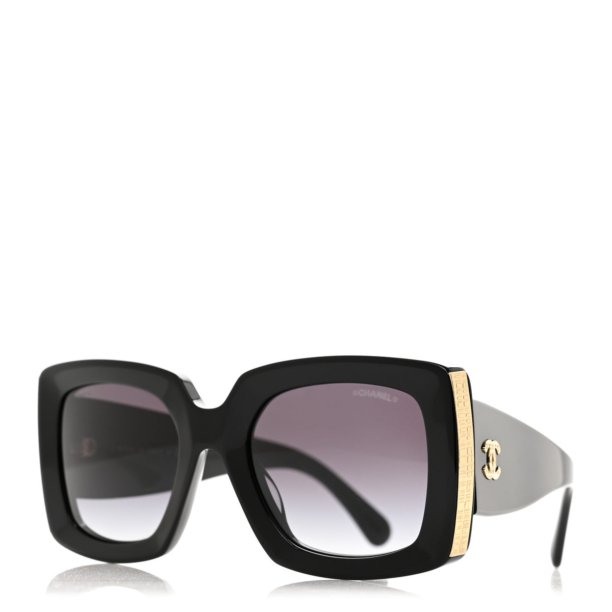 Chanel Acetate Rectangle Sunglasses 5435-A Black 1 of 9