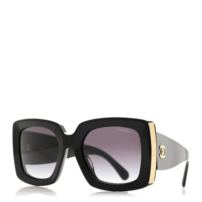 Chanel Acetate Rectangle Sunglasses 5435-A Black 1 of 9