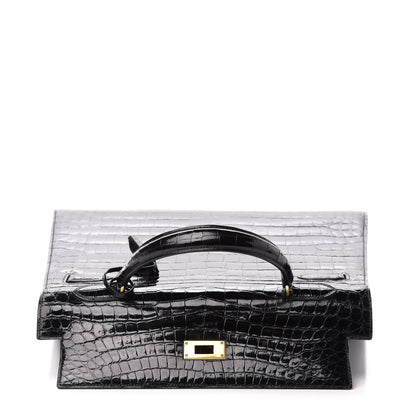 Hermes Shiny Crocodile Kelly Sellier 32 Black 16 of 33