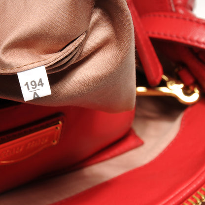 Miu Miu Leather Matelasse Bowler Red 6 of 9