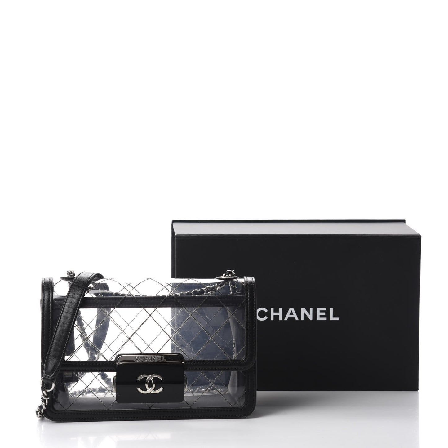 PVC Lambskin Quilted Beauty Lock Flap Black