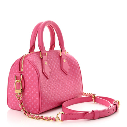 Louis Vuitton Calfskin Nanogram Embossed Speedy Bandouliere 20 Rose 3 of 10