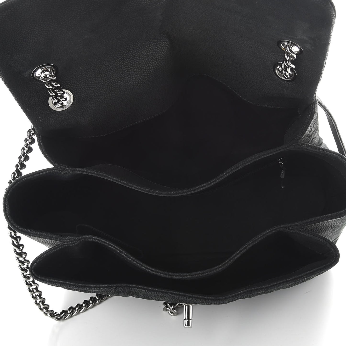 Iridescent Caviar Medium Lady Pearly Flap Black