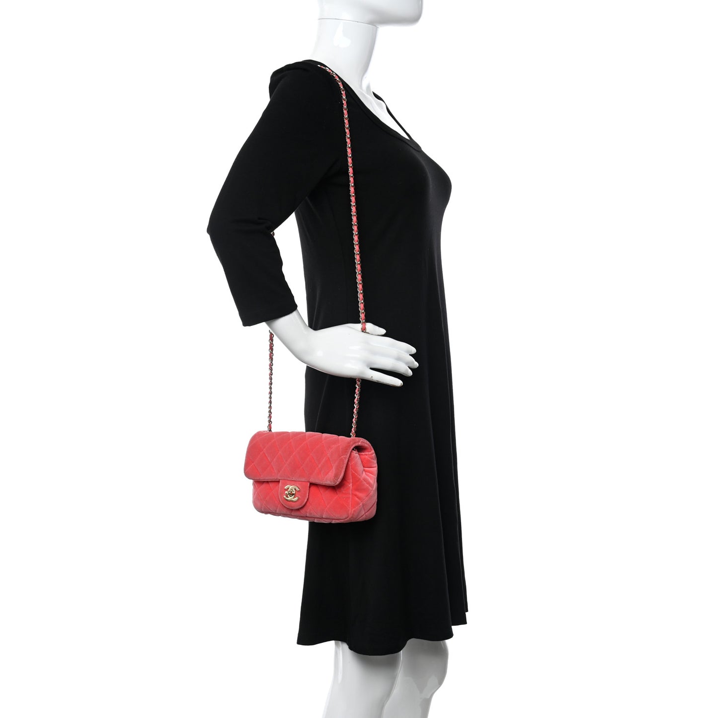 Velvet Quilted Mini Rectangular Pearl Crush Flap Coral