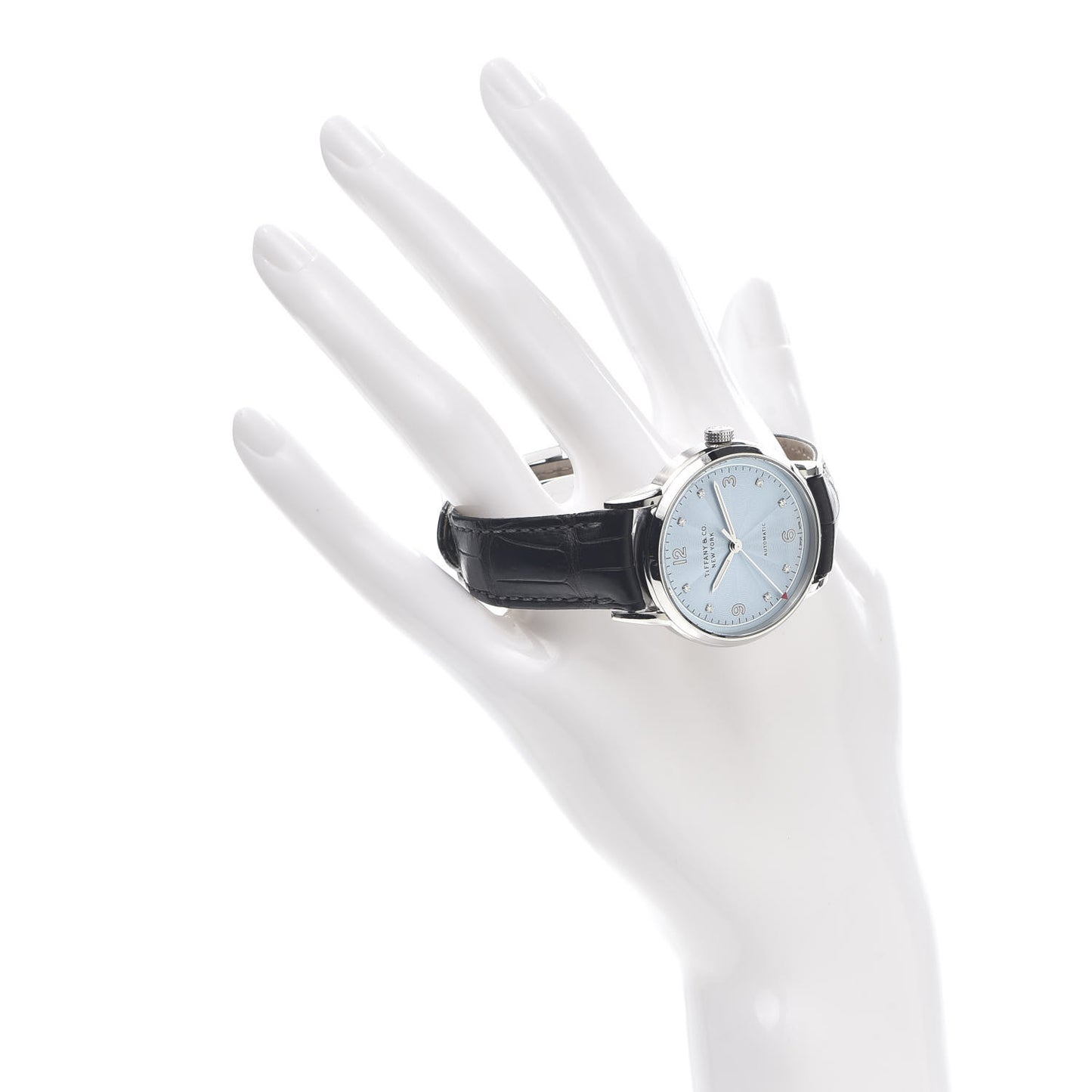 Stainless Steel Alligator Diamond 34mm CT60 3-Hand Automatic Watch Ice Blue