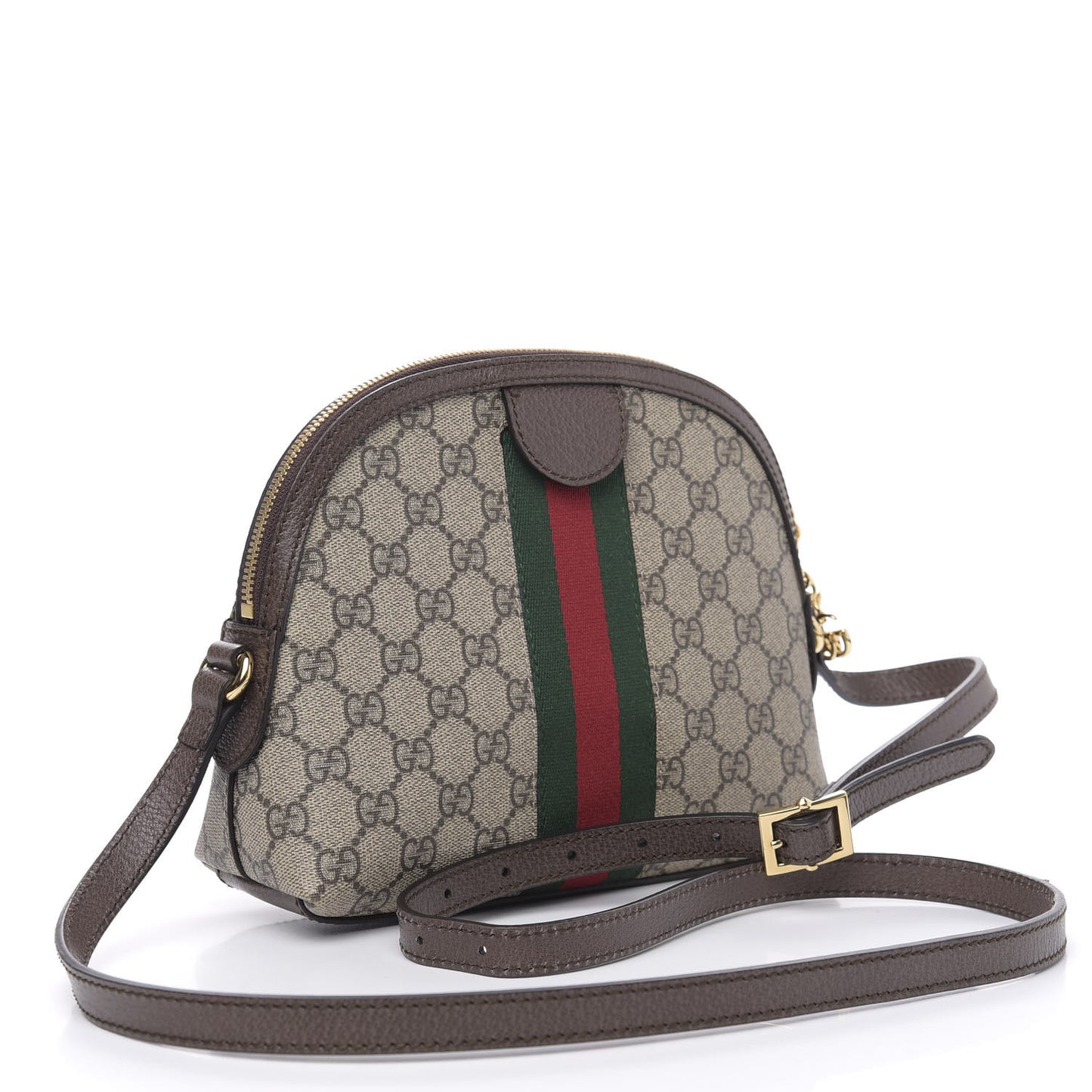 GG Supreme Monogram Textured Dollar Calfskin Web Small Ophidia Dome Shoulder Bag Beige Ebony New Acero