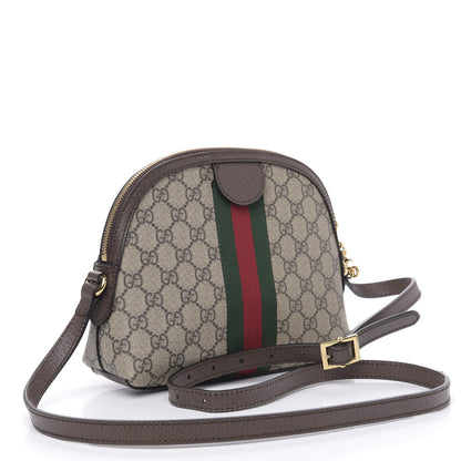 Gucci GG Supreme Monogram Textured Dollar Calfskin Web Small Ophidia Dome Shoulder Bag Beige Ebony New Acero 3 of 10