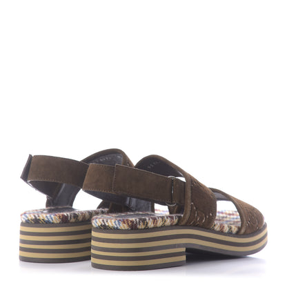 Gucci Velvet GG Monogram Suede Mens Platform Sandals 9 Coffee 4 of 11