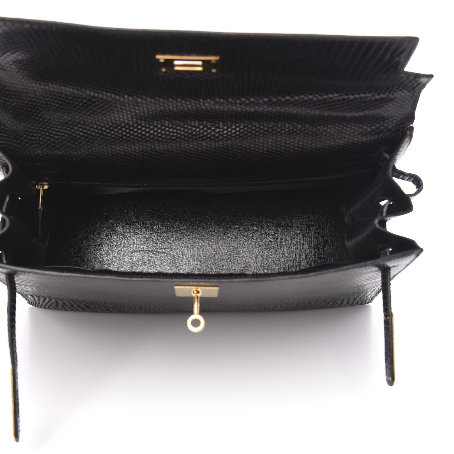 Hermes Lizard Kelly Sellier 32 Black 7 of 35