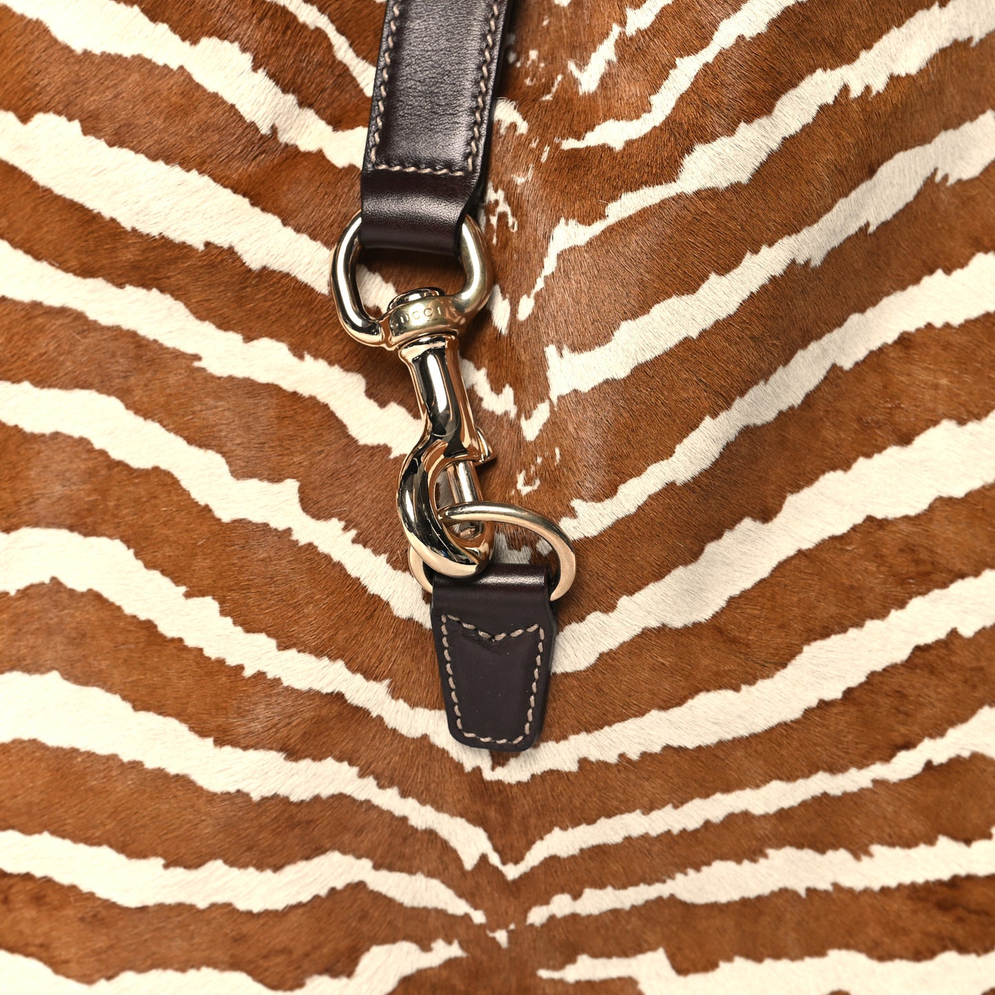 Pony Hair Zebra Print Large Jackie O Bouvier Hobo Brown