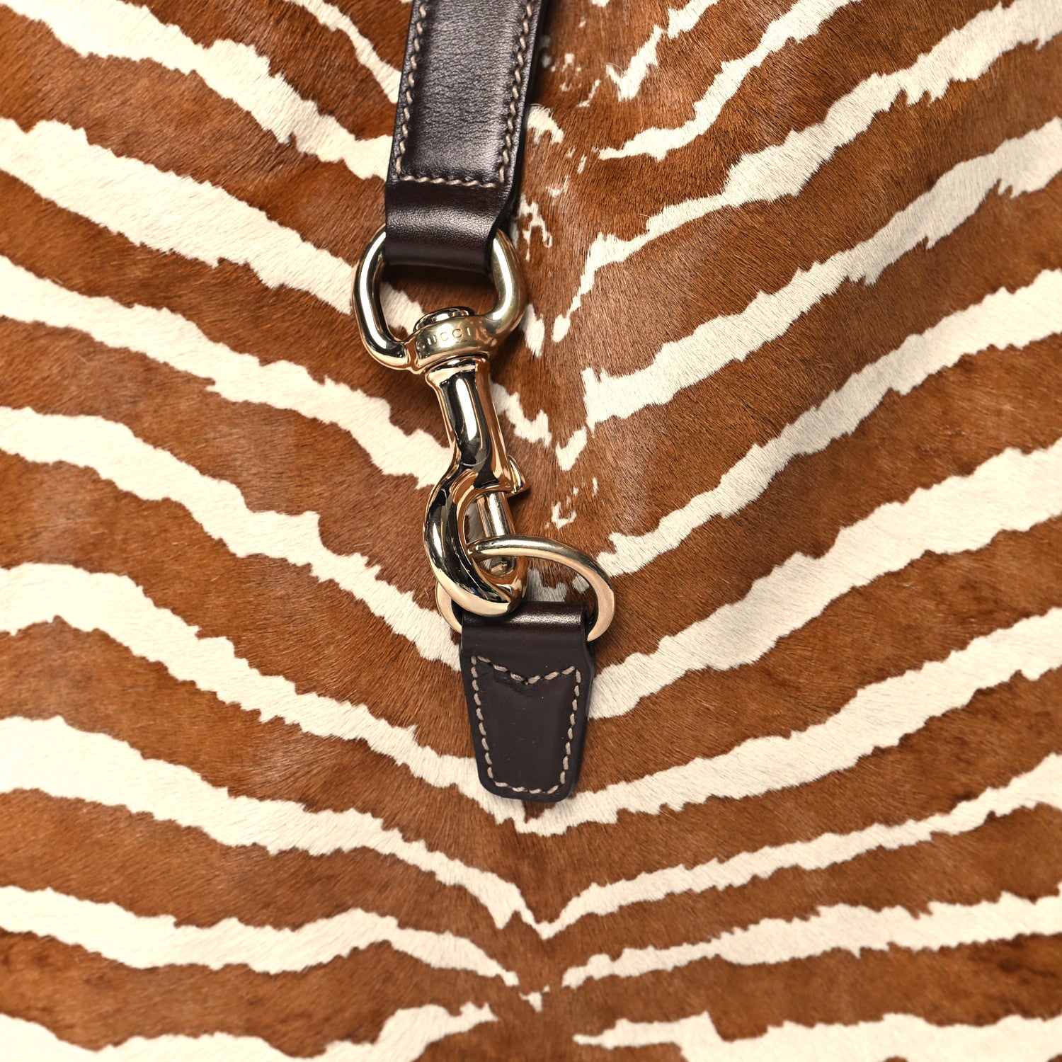 Gucci Pony Hair Zebra Print Large Jackie O Bouvier Hobo Brown 14 of 27