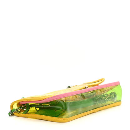 Chanel PVC Lambskin Stitched Medium Coco Splash Flap Yellow Green Pink 6 of 10