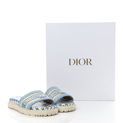 Christian Dior Micro PDP Cotton Houndstooth Embroidered Dway 10mm Slide Sandals 35 Cornflower 10 of 10