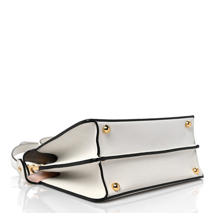 Fendi Vitello Seta Nappa Bi-Color Small Peekaboo I SEE U Satchel White Ice Light Rose Tortora 4 of 14