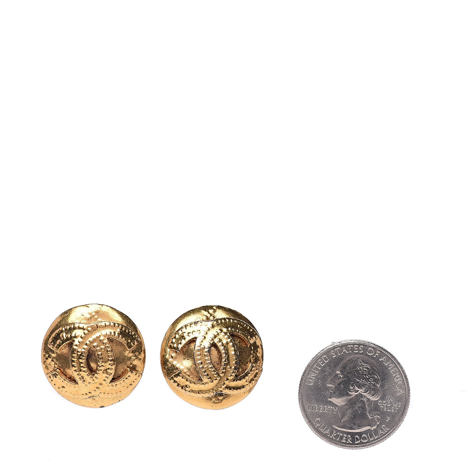 Chanel CC Button Clip On Earrings Gold 2 of 4