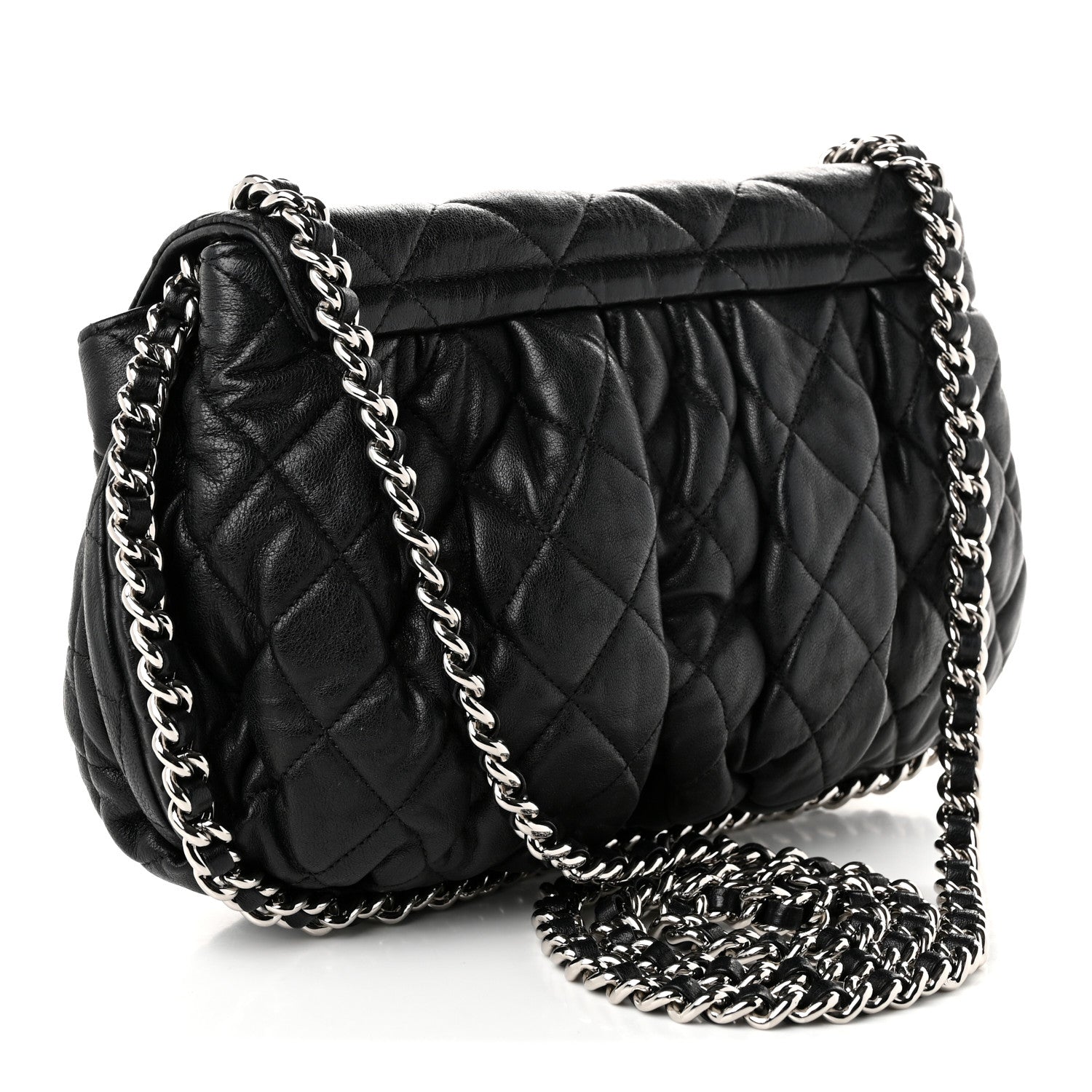 Chanel Washed Lambskin Quilted Large Chain Around Flap Black 3 of 10