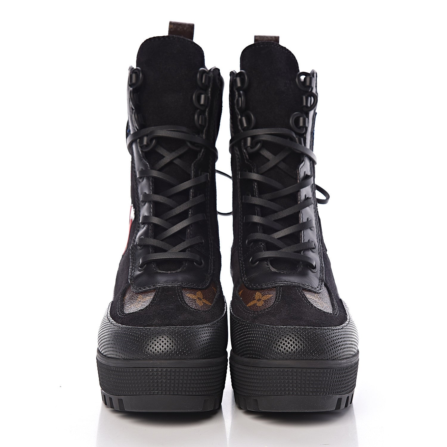 Louis Vuitton Suede Calfskin Monogram LV Black Heart Laureate Platform Desert Boots 37 Black 2 of 9