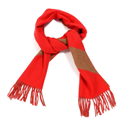 Hermes Cashmere Casaque Chevron Muffler Rouge Vif Noisette 1 of 3