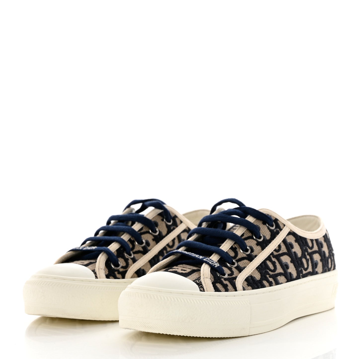 Canvas Oblique Walk'N'Dior Low Top Sneakers 36.5 Deep Blue