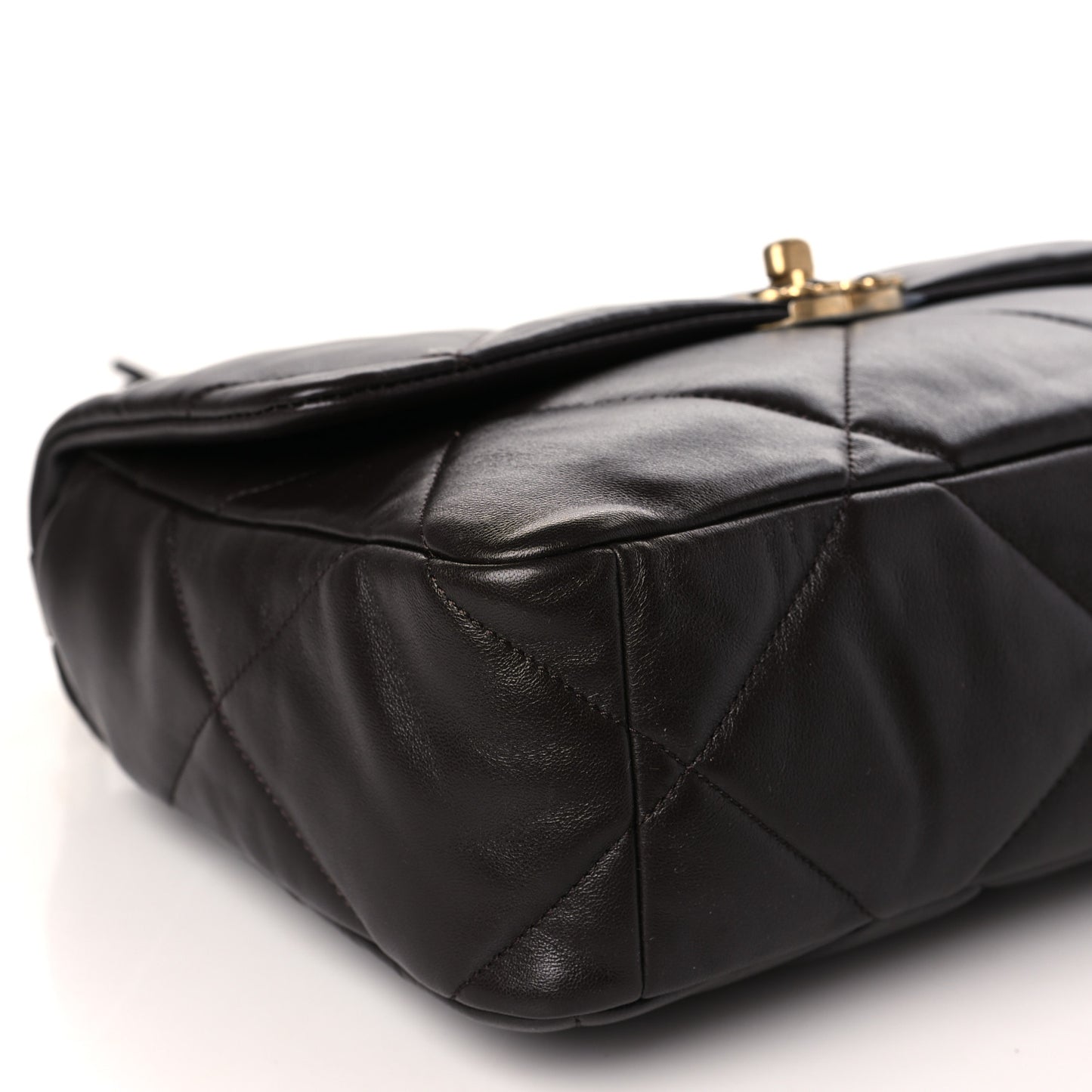 Lambskin Quilted Large Chanel 19 Flap Dark Brown