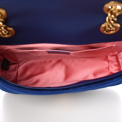 Gucci Velvet Matelasse Mini GG Marmont Shoulder Bag Cobalt Blue 5 of 10
