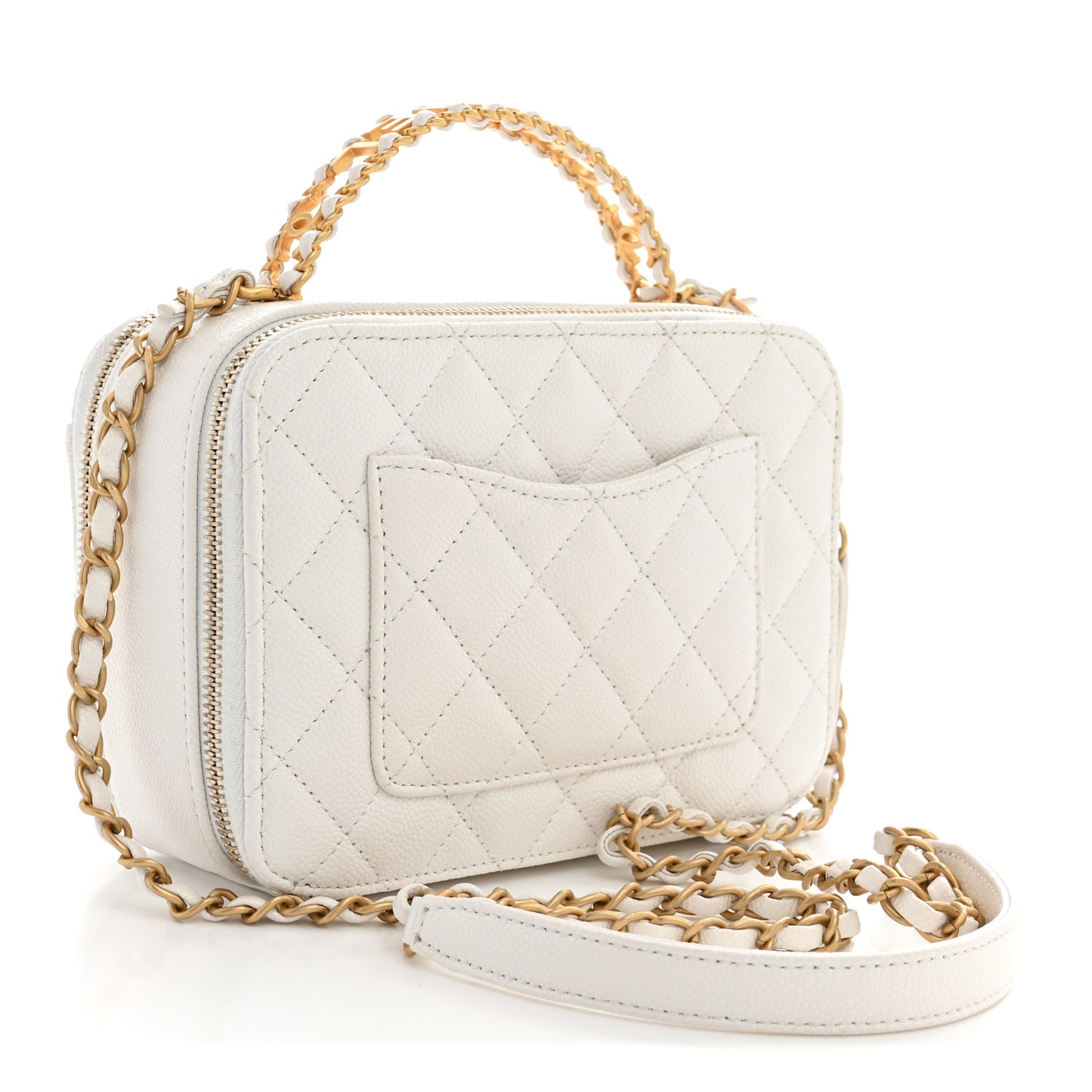 Caviar Quilted Pick Me Up Small Vanity Case  White