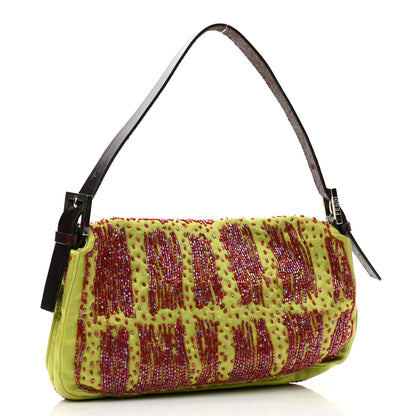 Fendi Satin Snakeskin Beaded Baguette Multicolor 3 of 10