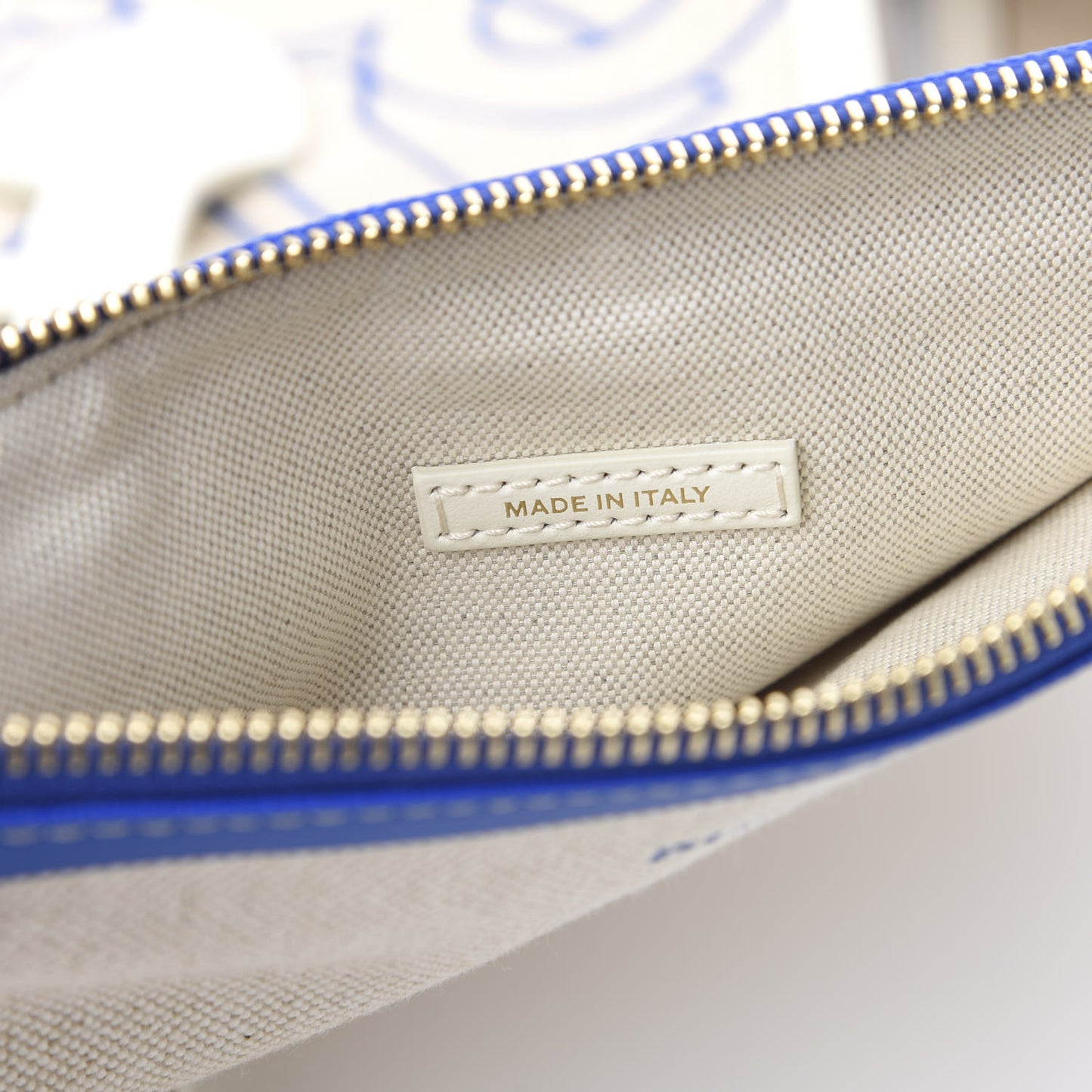 Cotton Canvas Monogram Medium Soft Belt Bag Natural Honey Blue
