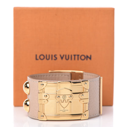 Louis Vuitton Calfskin So LV Cuff Bracelet 17 Beige 7 of 7
