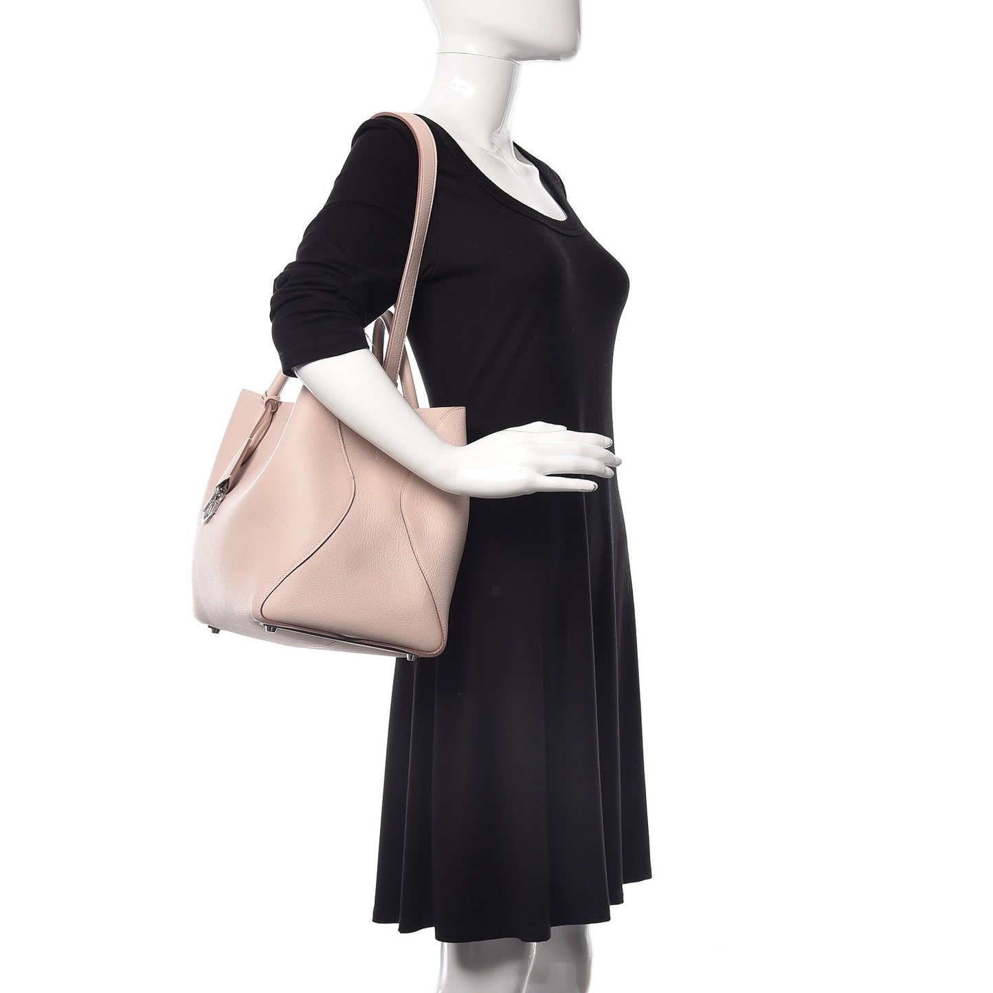 Supple Grained Calfskin Large Open Bar Tote Rose Poudre
