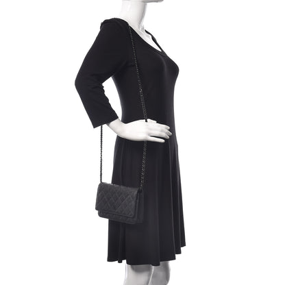 Chanel Crumpled Calfskin Quilted Wallet On Chain WOC So Black 2 of 10
