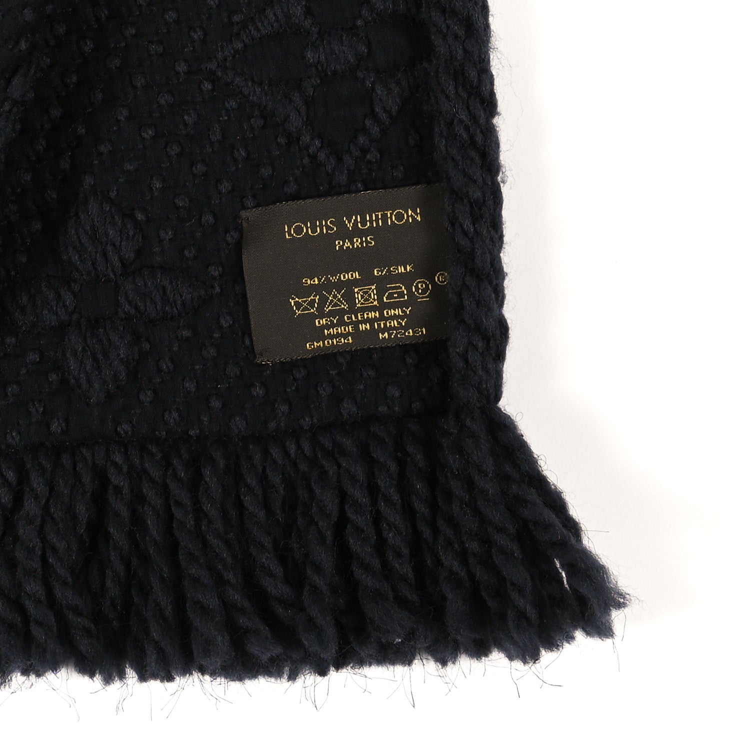 Louis Vuitton Wool Silk Logomania Scarf Black 2 of 3