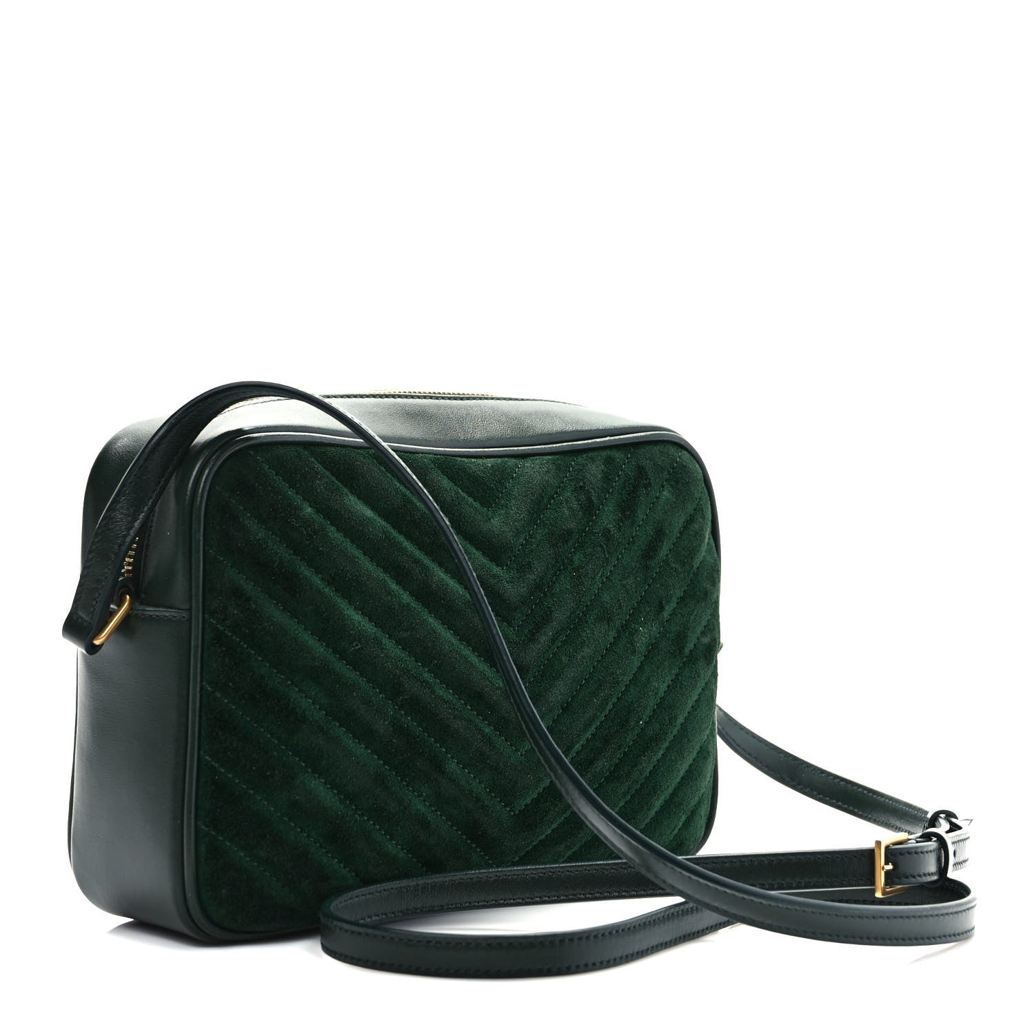 Saint Laurent Suede Calfskin Monogram Lou Camera Bag Vert Fonce 3 of 9