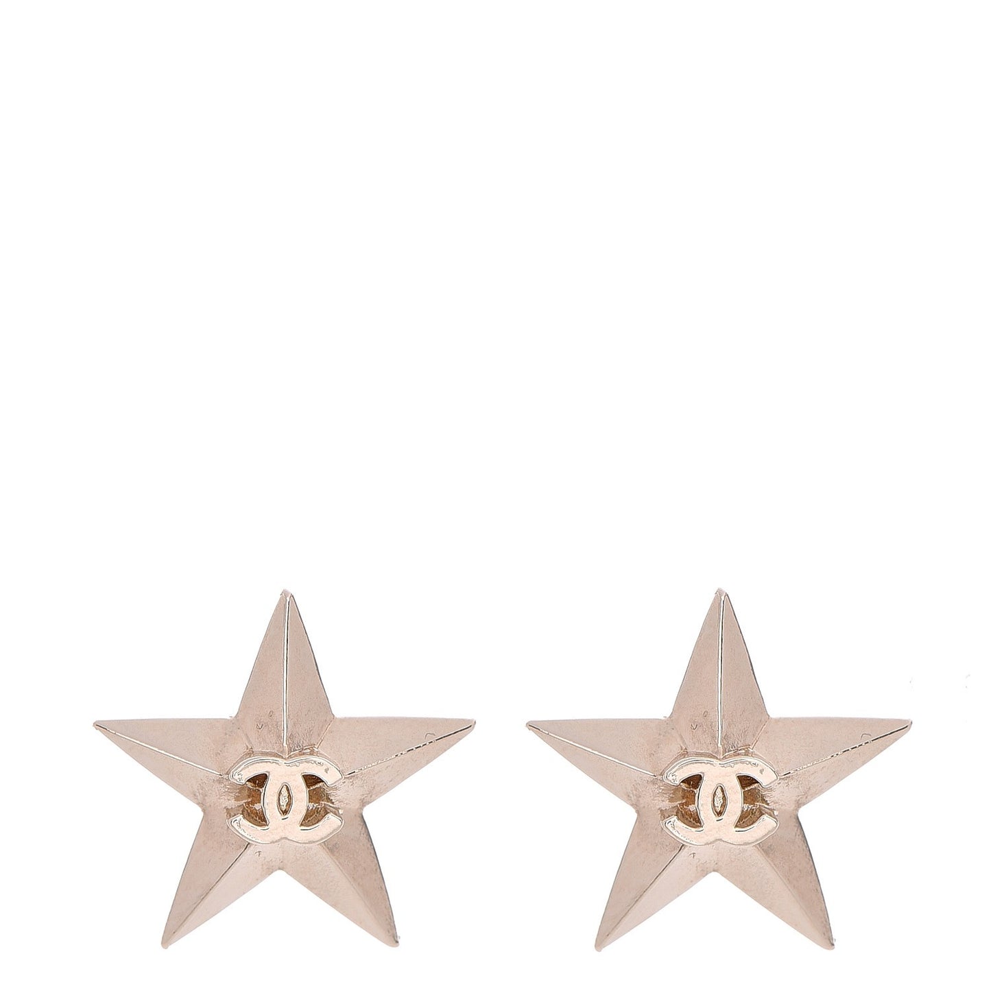 Metal CC Star Earrings Gold