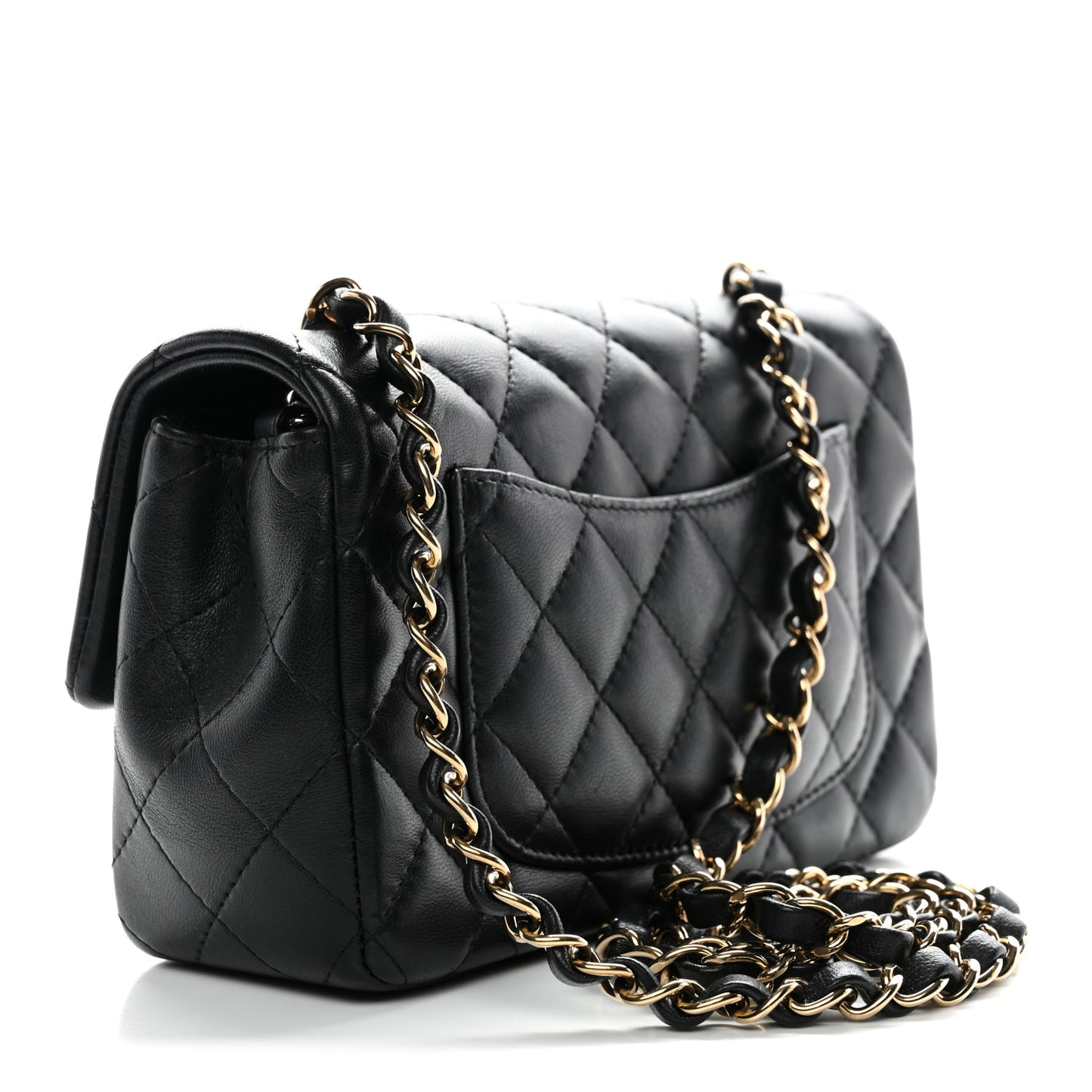 Lambskin Quilted Mini Rectangular Flap Black