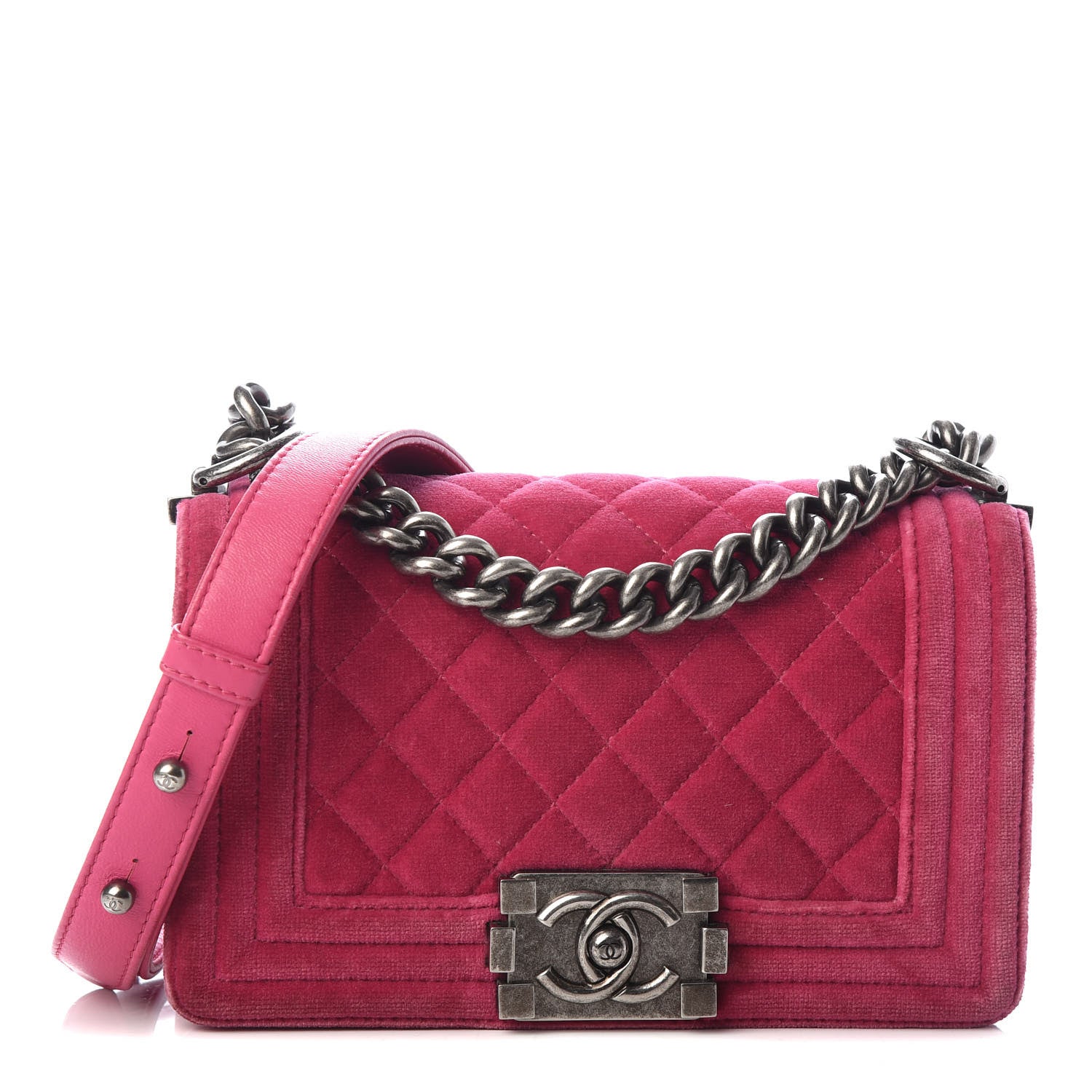 Chanel Velvet Quilted Small Boy Flap Fuchsia 1 of 10