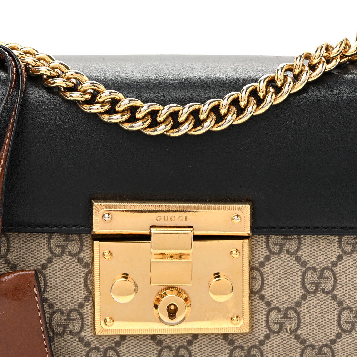 Gucci GG Supreme Monogram Calfskin Small Padlock Shoulder Bag Beige Black Cuir Beige Black Cuir 7 of 12